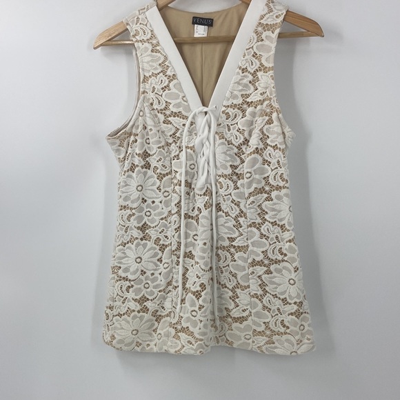 Venus creamy white lace top with criss cross tie front detail romantic - Picture 3 of 12